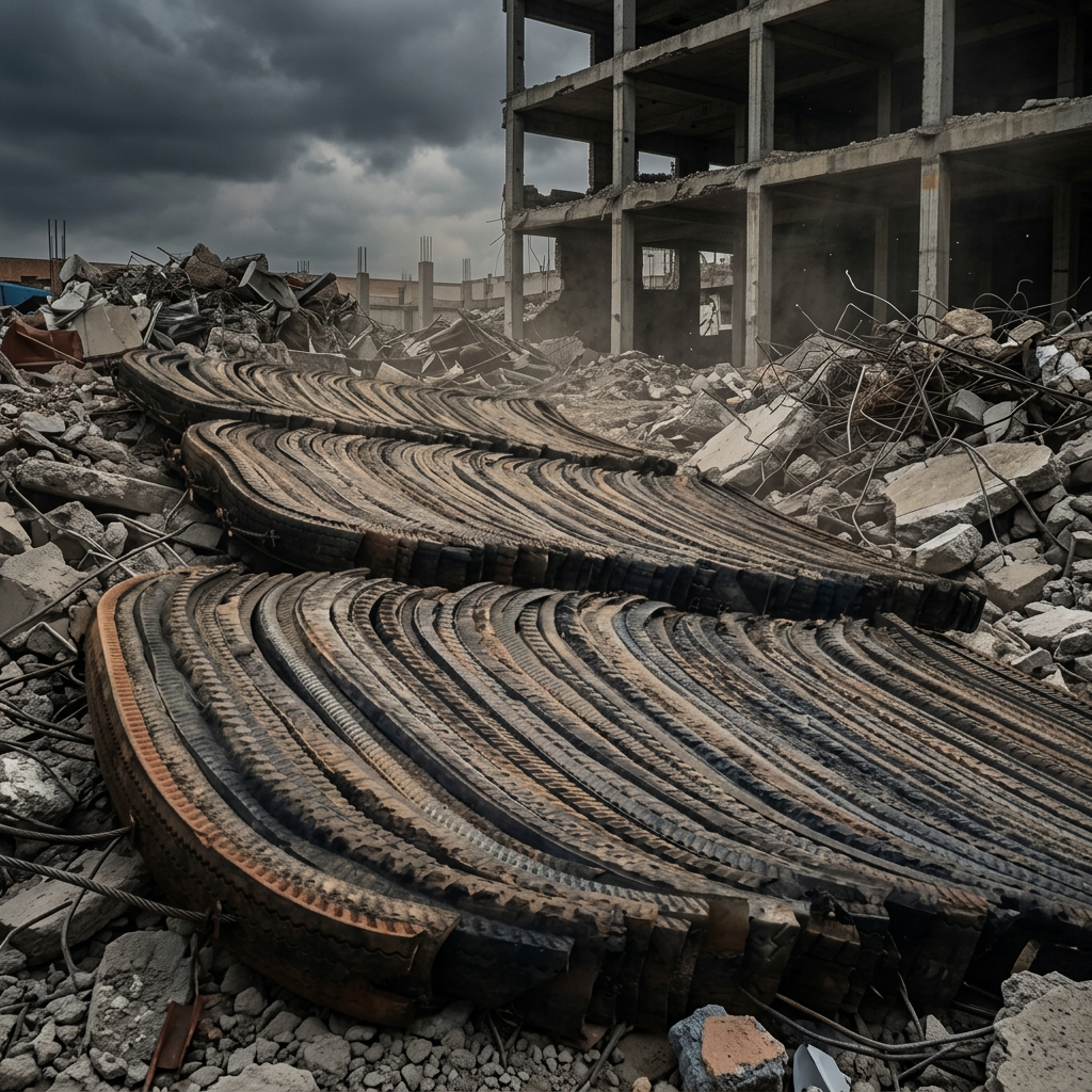 Rubber blasting mats deployed at a working site